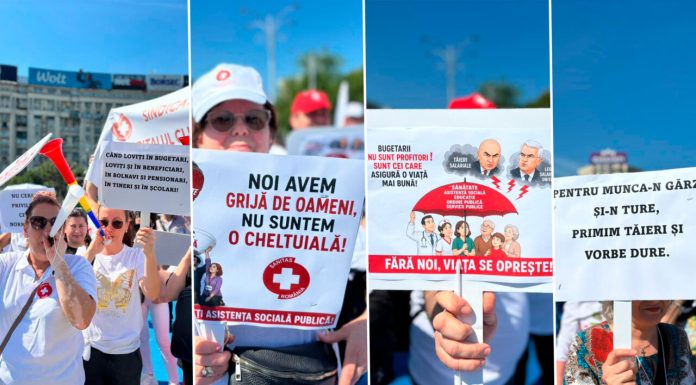 Mii de oameni protestează în toată țara. Medicii la București, grevă la Cugir, sedii ANAF pichetate: ”Respect promis, respect omis”