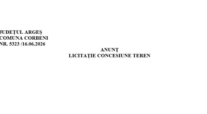 ANUNȚ LICITAȚIE CONCESIUNE TEREN