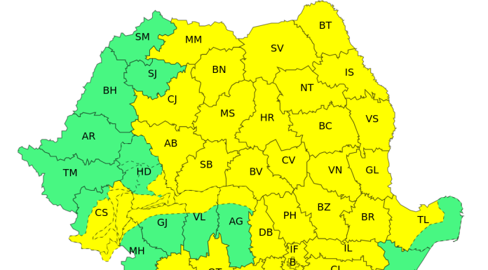 ANM: Instabilitate atmosferică şi averse însemnate cantitativ în mare parte din ţară, vineri şi sâmbătă/ Pe alocuri vor fi căderi de grindină şi vijelii