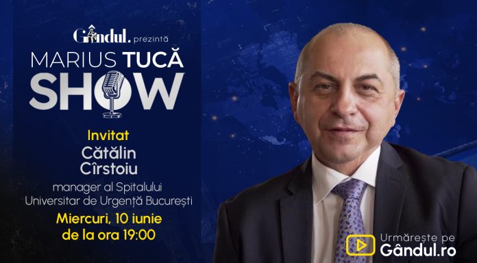 Marius Tucă Show începe miercuri, 10 iunie, de la ora 19.00, live pe Gândul. Invitat: Cătălin Cîrstoiu