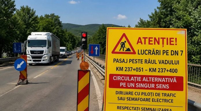 Restricţii de trafic pe DN 7, în judeţul Vâlcea, pentru lucrări de întreţinere periodică la pasajul peste Râul Vadului / Se pot forma coloane de maşini / Rute alternative